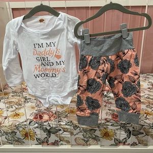 NEW baby girl body suit and pants outfit boutique pink 18mo